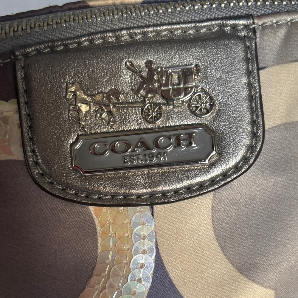 RARE! Coach Madison Op Art Multicolor Satin Leather Sequins Satchel Bag Ex Cond - Picture 10 of 16